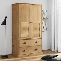Vidor 2 Door Wardrobe with Drawers - Brown, Pine Wood