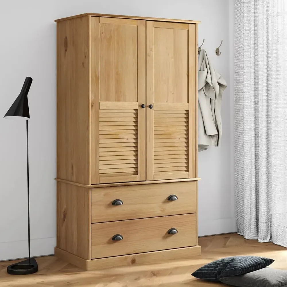 Vidor 2 Door Wardrobe with Drawers - Brown, Pine Wood image