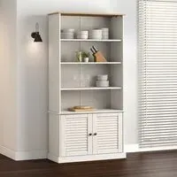 Vidor Bookcase with 2 Doors - White, Pine Wood