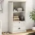 Vidor Bookcase with 2 Drawers - White, Pine Wood