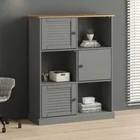 Vidor Bookcase with 3 Doors - Brown, Pine Wood