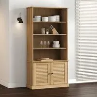 Vidor Wooden Bookcase with 2 Doors - Brown, Pine