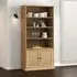 Vidor Wooden Bookcase with 2 Doors - Brown, Pine