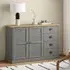 Vidor Wooden Sideboard with 2 Doors 4 Drawers - Grey Brown, Pine
