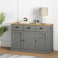 Vidor Wooden Sideboard with 3 Doors 3 Drawers - Grey Brown, Pine