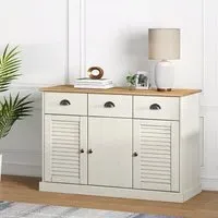 Vidor Wooden Sideboard with 3 Doors 3 Drawers - White, Pine