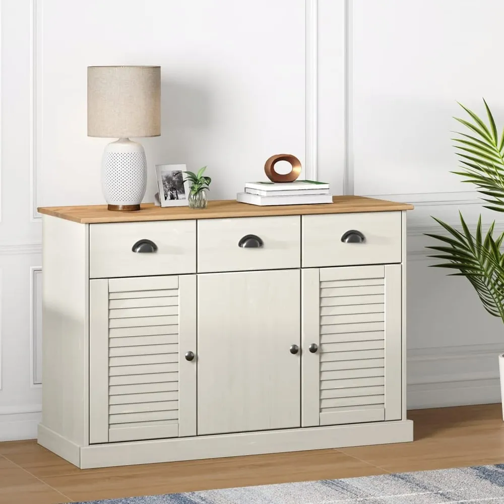 Vidor Wooden Sideboard with 3 Doors 3 Drawers - White, Pine
