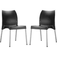Vienna Dining Chairs In Pair - Black, Polypropylene