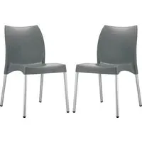 Vienna Dining Chairs In Pair - Dark Grey, Polypropylene