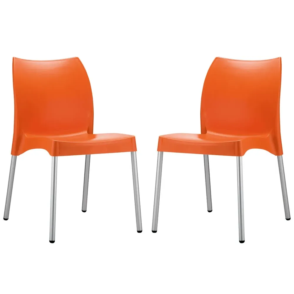 Vienna Dining Chairs In Pair - Orange, Polypropylene