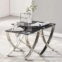 Vienna Nest of 2 Tables with Angular Stainless Legs - Black