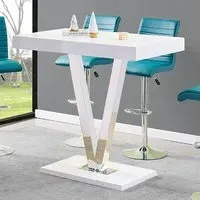 Vienna Rectangular Bar Table - White, High Gloss
