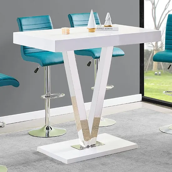 Vienna Rectangular Bar Table - White, High Gloss image