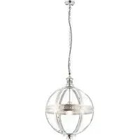 Vienna Spherical Pendant Light - Bright Nickel, Clear Glass