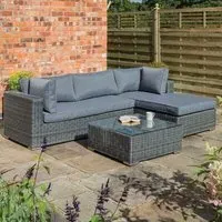 Vietro Garden Lounger Set with Coffee Table - Grey