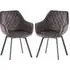 Viha Swivel Dining Chairs In Pair - Graphite, Velvet