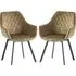Viha Swivel Dining Chairs In Pair - Green, Velvet