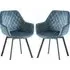 Viha Swivel Dining Chairs In Pair - Teal, Velvet