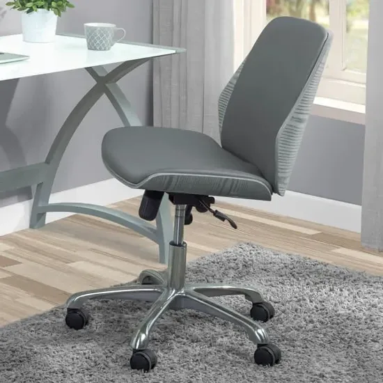 Vikena Office Chair with Tilt Mechanism - Grey, Faux Leather image