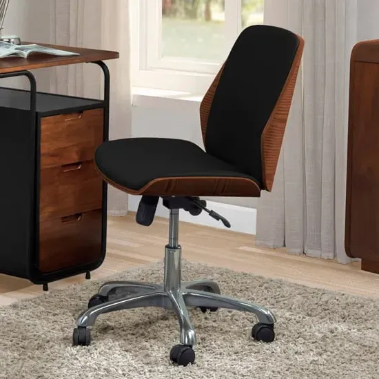Vikena Office Chair with Tilt Mechanism - Walnut, Faux Leather