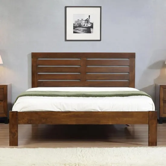 Vilayna Double Bed Frame - Rustic Oak, Solid Wood product