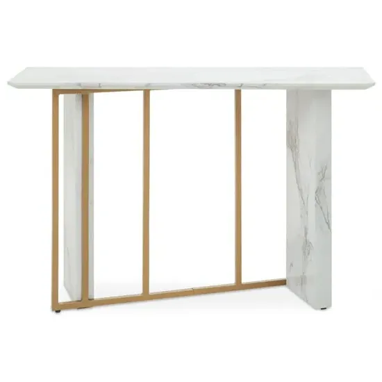Vilest Console Table - White Marble Effect, Metal