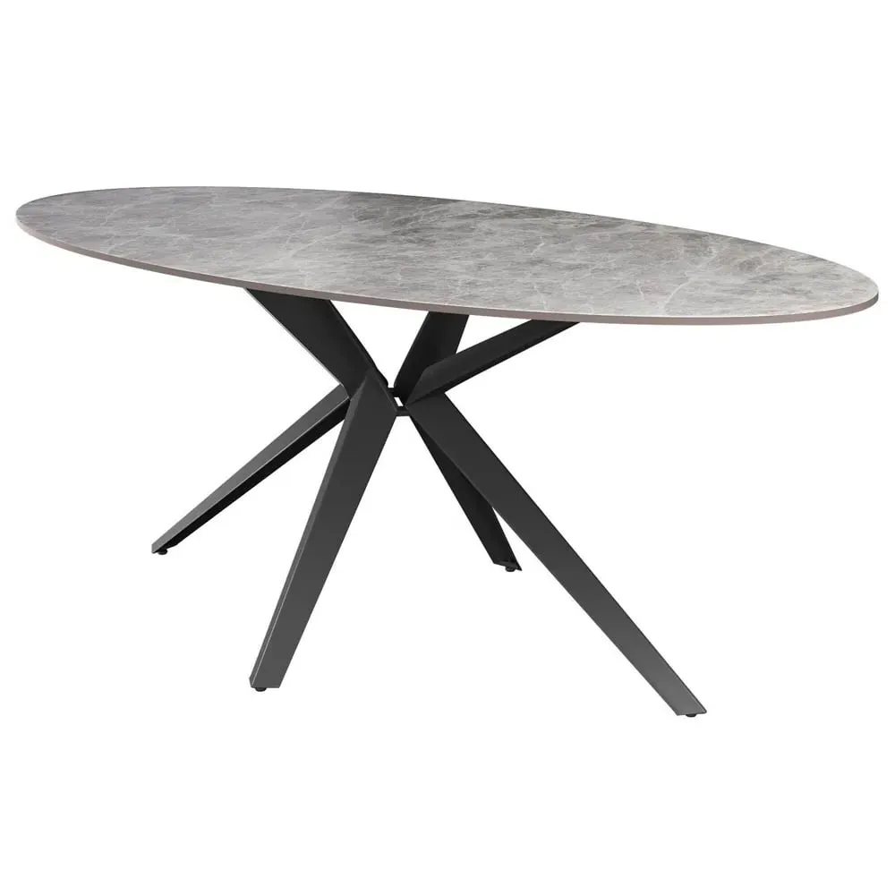 Villanova Oval Dining Table - Grey, Ceramic