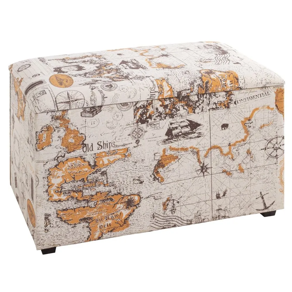 Villanova Textile Fabric Storage Ottoman - Motif image
