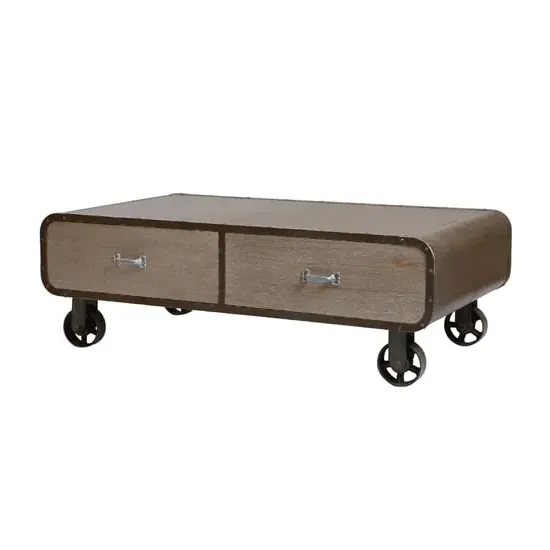 Villoic Rolling Coffee Table with Storage - Natural, Wood image