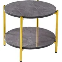 Vilna Large Coffee Table - Grey Marble Effect, Gold Frame