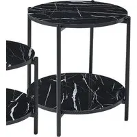 Vilna Side Table - Black Marble Effect, Black Frame