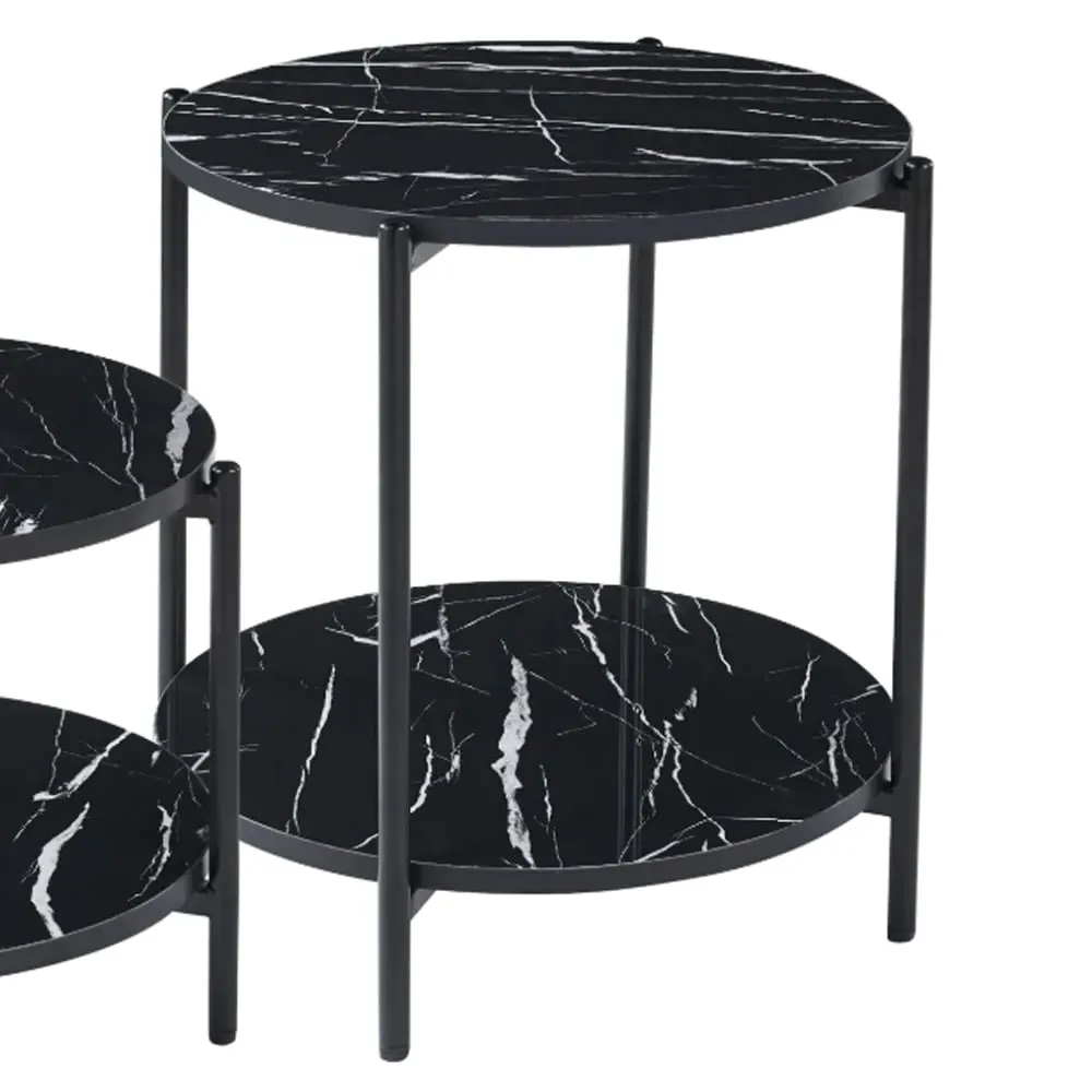 Vilna Side Table - Black Marble Effect, Black Frame image