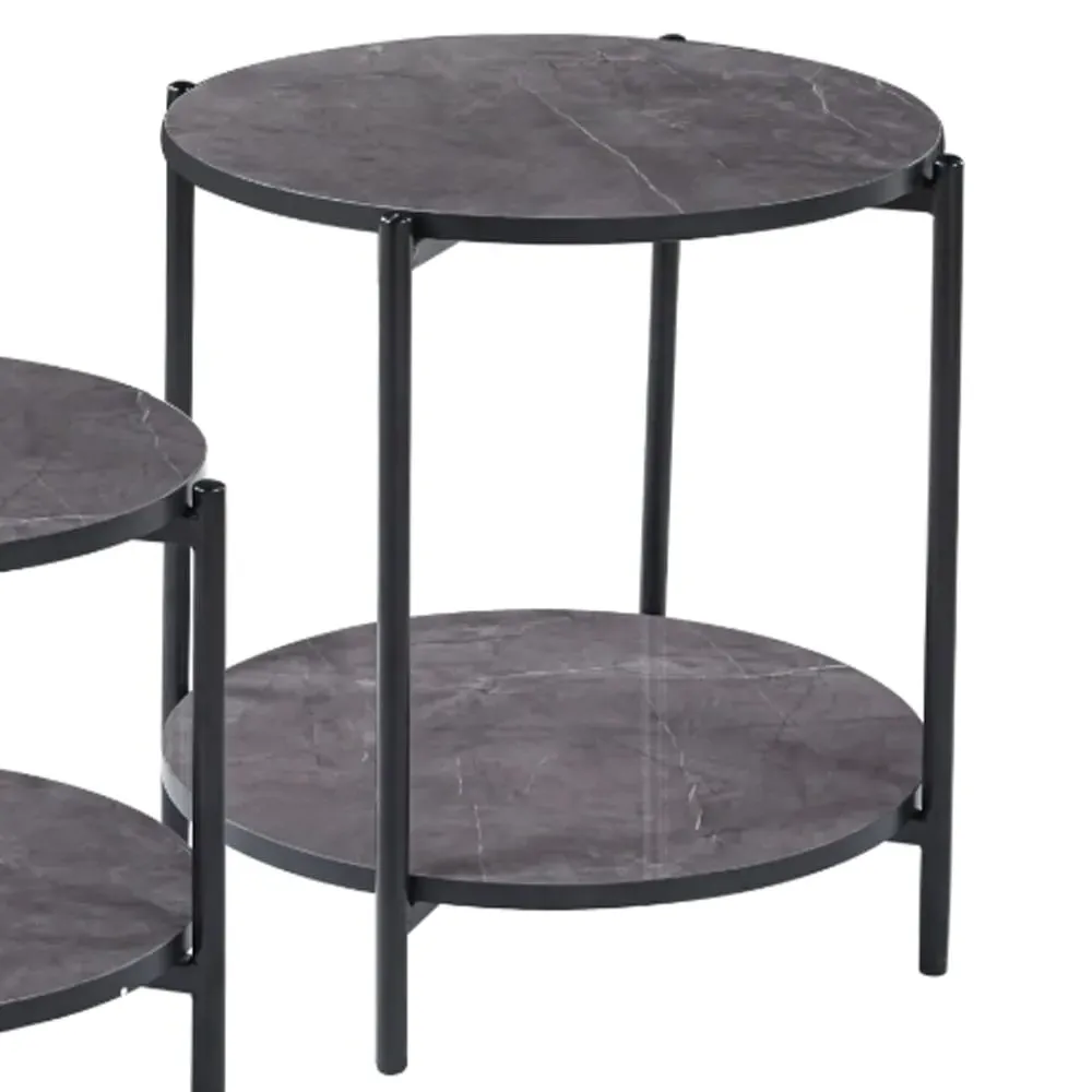 Vilna Side Table - Grey Marble Effect, Black Frame image