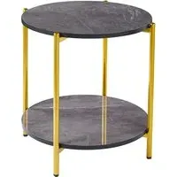 Vilna Side Table - Grey Marble Effect, Gold Frame