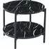 Vilna Small Round Coffee Table - Black Marble Effect, Metal