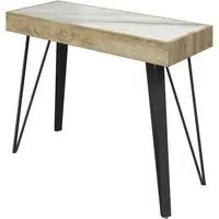 Vinita Sintered Stone Console Table - White, Oak