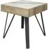 Vinita Sintered Stone Side Table - White, Oak