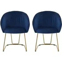 Vinita Upholstered Dining Chair - Blue, Velvet