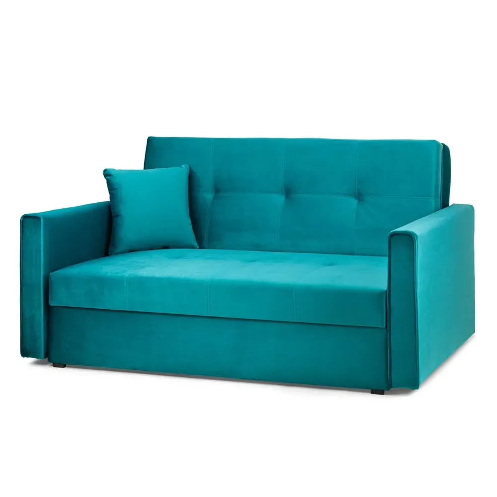 Viola 2-Seater Sofa Bed - Teal, Velvet