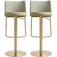 Viola Bar Stools Set of 2 - Pistachio, Leather Fabric