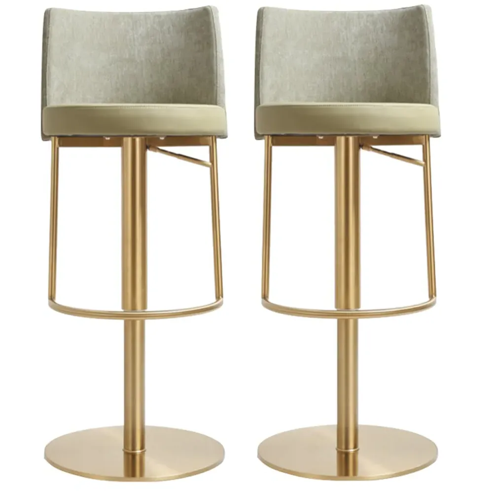 Viola Bar Stools Set of 2 - Pistachio, Leather Fabric