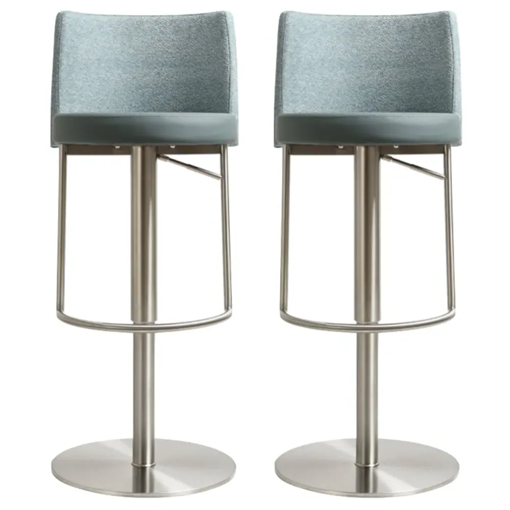 Viola Bar Stools Set of 2 - Teal, Leather Fabric image