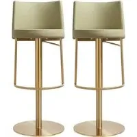 Viola Bar Stools with Footrest - Pistachio, PU Leather