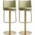 Viola Bar Stools with Footrest - Pistachio, PU Leather