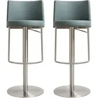 Viola Bar Stools with Footrest - Teal, PU Leather