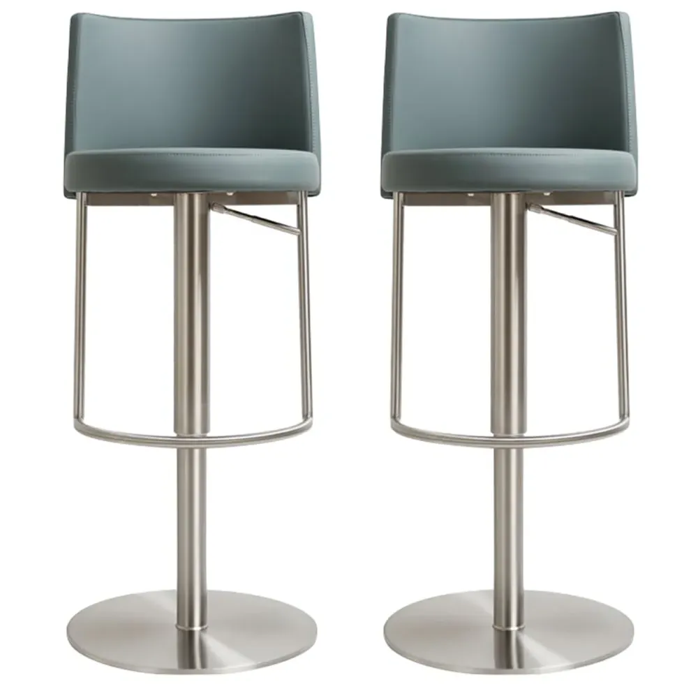 Viola Bar Stools with Footrest - Teal, PU Leather image