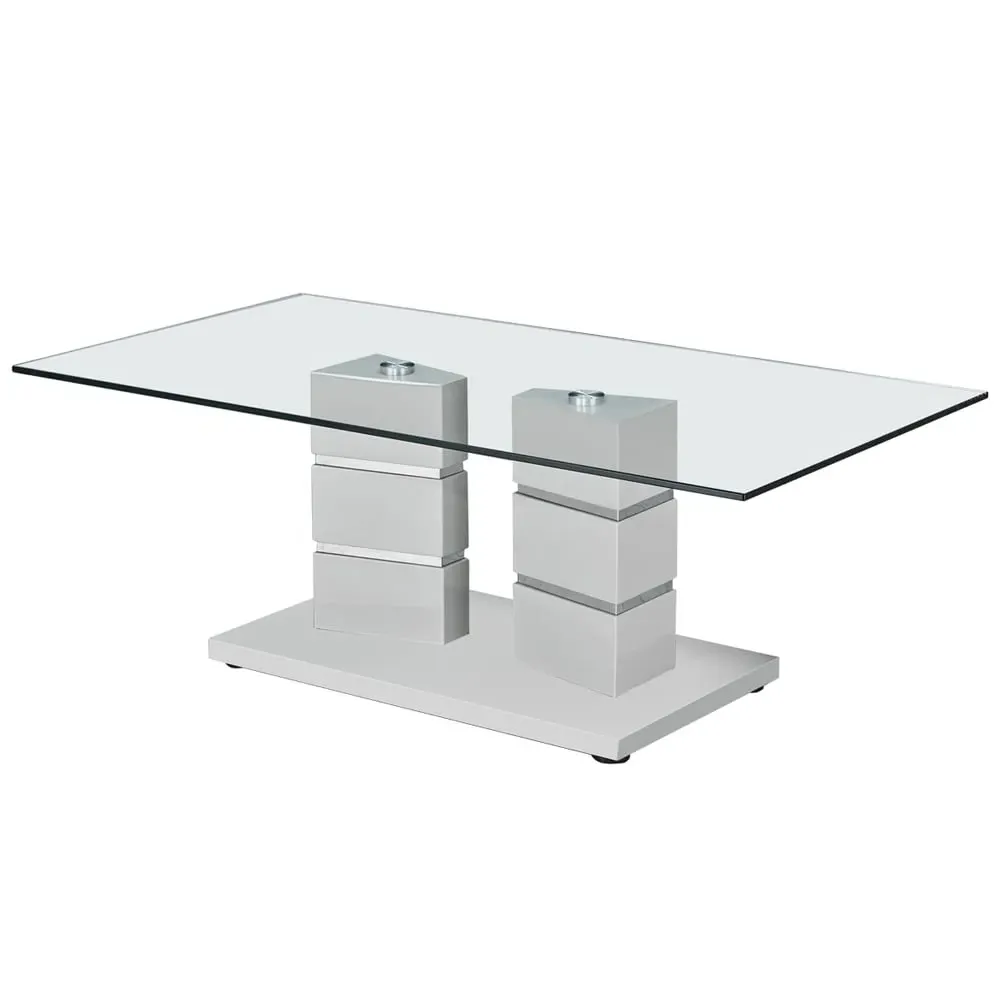 Viola Clear Glass Coffee Table - Clear, Stainless Steel