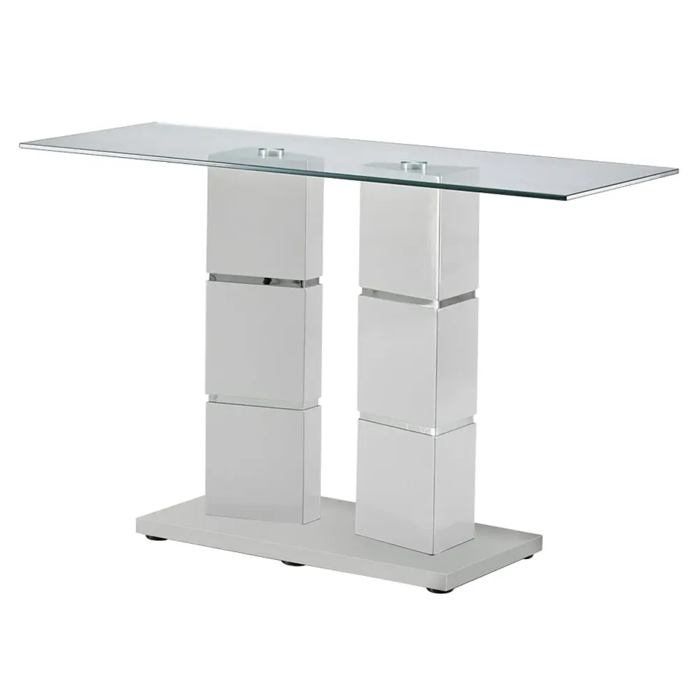 Viola Clear Glass Console Table - Clear, Stainless Steel