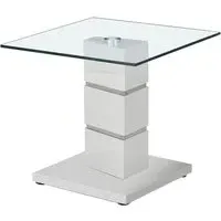 Viola Clear Glass End Table - Clear, Stainless Steel
