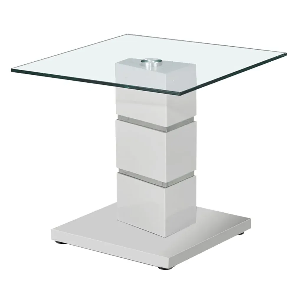 Viola Clear Glass End Table - Clear, Stainless Steel image